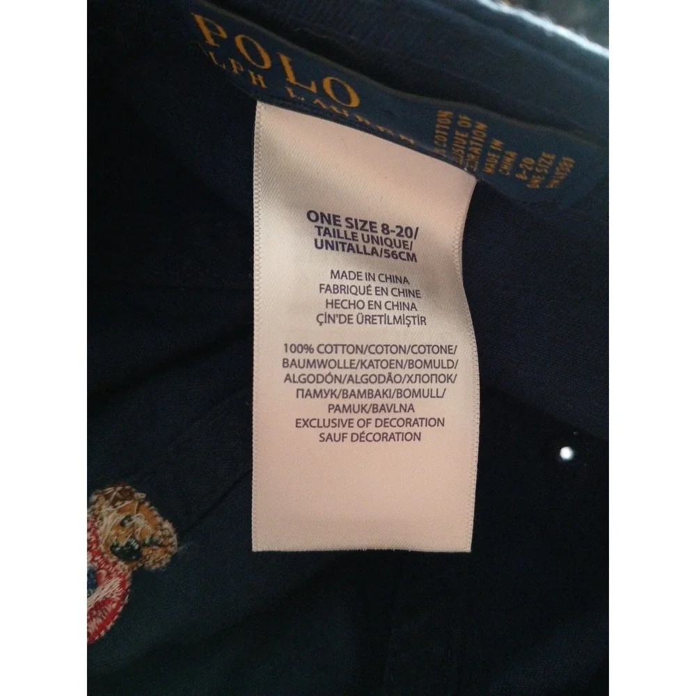 Polo Ralph Lauren Polo Bear Embroidered Baseball Cap Cotton Adjustable Navy 8/20